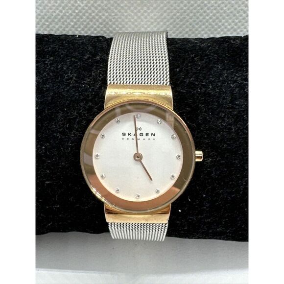 Skagen Freja 358SRSC Women\'s Two-Tone Steel Mesh Analog Dial Wrist Watch JNA939 main image 4